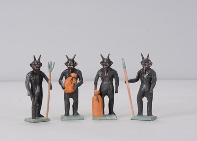 Lot 352 - Four late 19th or early 20th century Erzgebirge Krampus figures