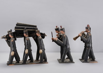 Lot 382 - A late 19th century German carved wooden folk art miner’s funeral procession from a moving display