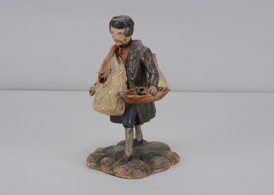 Lot 384 - A mid 19th century Rhöner carved wooden Rhönwackler (nodder) travelling woodcarver salesman