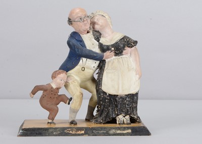 Lot 426 - A mid 19th century composition Thüringen nodding Mr Pickwick with Mrs Bardell in his arms