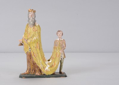 Lot 431 - A late 19th century German carved wooden fairytale King and page