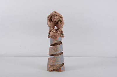 Lot 469 - A mid 19th century Kakelorum marble game tower with figure