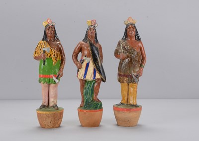 Lot 475 - Three papier-mâché Native American skittles