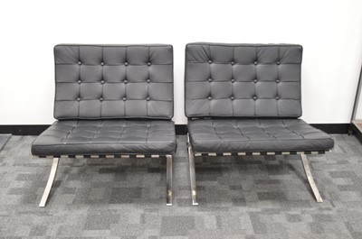 Lot 422 - After Ludwig Mies Van De Rohe a pair of Barcelona style chairs