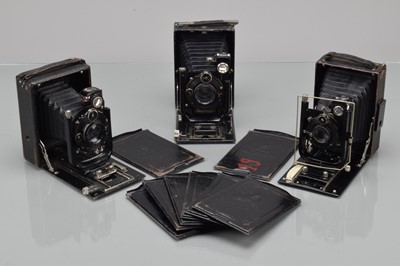 Lot 161 - Three 9 x 12 Folding Plate Cameras