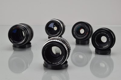 Lot 177 - Five Carl Zeiss Jena M42 Mount Lenses