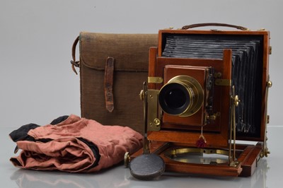 Lot 203 - A Mahogany & Brass Half Plate Camera