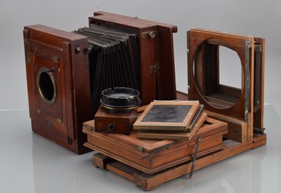 Lot 238 - Mahogany & Brass Camera Parts