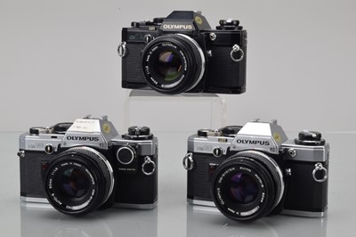 Lot 368 - Three Olympus OM-10 SLR Cameras