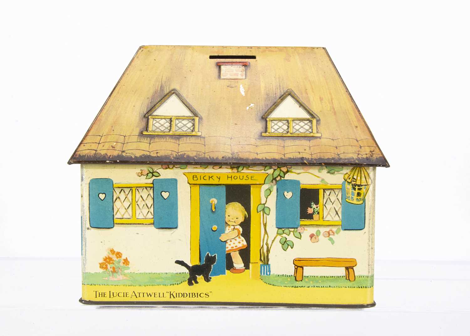 Lot 92 - A fine William Crawford & Sons Mabel Lucie Attwell Bicky House biscuit tin and money box 1930s