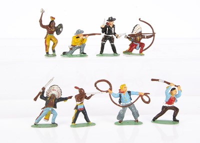 Lot 195 - Golden Age of Cowboys and Indian 1940s-60s - Japanese metal copies of Herald figures