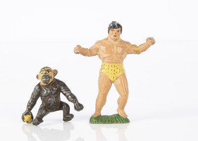 Lot 207 - A Timpo hollow-cast lead Tarzan and Cheeta circa 1954