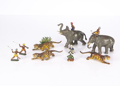 Lot 209 - Parts from the Timpo hollow-cast lead Tiger Hunt circa 1950