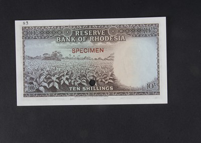 Lot 162 - Specimen Bank Note: Reserve Bank of Rhodesia specimen 10 Shillings