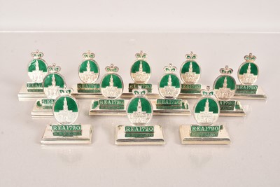 Lot 168 - A set of twelve early 20th Century silver and enamel Menu/Table Place Holders