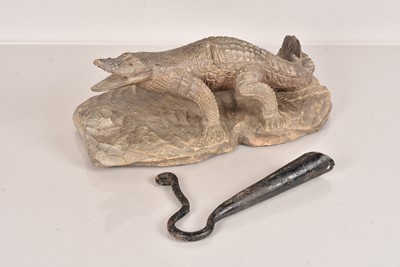 Lot 224 - A Carved Crocodile Figure