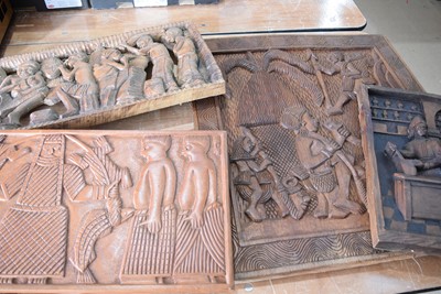 Lot 262 - A group of five carved wooden panels