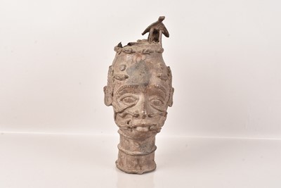 Lot 292 - A Benin Hollow Cast metal Bust of a King