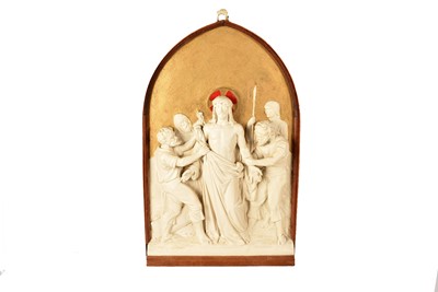 Lot 325 - Two large plaster of the  ' 14 Station of the Cross'