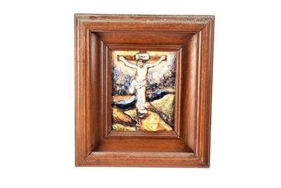 Lot 330 - A small Maiolica Crucifixion Plaque