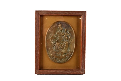 Lot 333 - A Cast Bronze Plaque of Madonna and Child on a Cloud