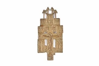 Lot 346 - An Antique Russian Orthodox metal Crucifix