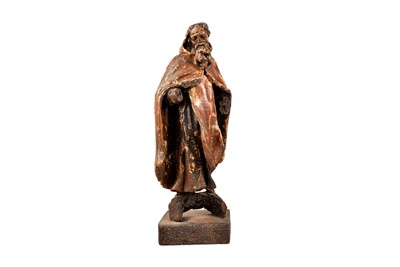 Lot 363 - A Spanish Carved Wood Figure of Saint Anthony the Great