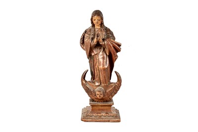 Lot 364 - A 19th Century large carved wooden figure of the Virgin Mary