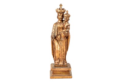 Lot 368 - A large carved wooden figure of Madonna and Child