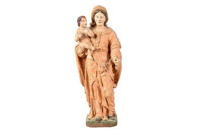 Lot 369 - A carved wooden figure of Virgin Mary and Child