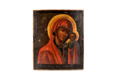 Lot 377 - An Icon of The Holy Mother of God of Kzan (Kazanskaya)