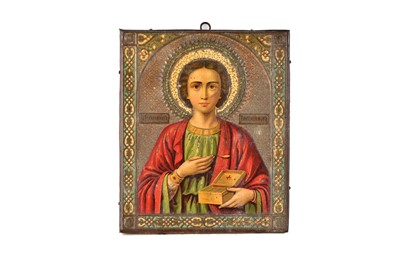 Lot 380 - An Icon of St Panteleimon