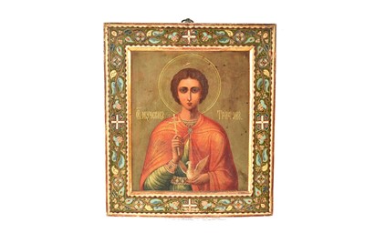 Lot 394 - An Icon of St Panteleimon