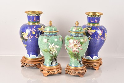 Lot 453 - Two Pairs of Chinese Cloisonne Vases