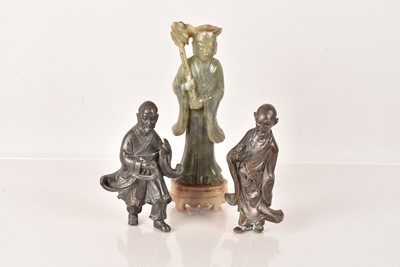 Lot 456 - Two 19th Century Chinese Bronze Louhun Figures