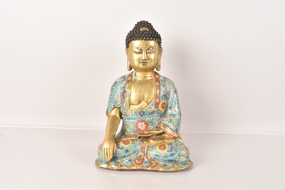 Lot 489 - A Chinese Cloisonne and gilt bronze figure of a seated Buddha