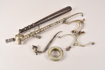 Lot 490 - A Middle Eastern White Metal Opium Pipe