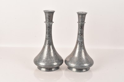 Lot 499 - A pair of Middle Eastern Bidri Ware White metal Vases