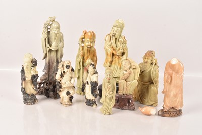 Lot 513 - A collection of Far Eastern Soapstone Figures