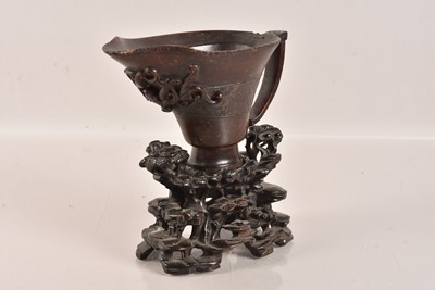 Lot 527 - A 17th/18th Century Chinese Rhinoceros Horn Libation Cup