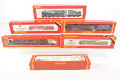 Lot 103 - Hornby 00 gauge Steam Locomotives and tenders with a coach in original boxes  (6)