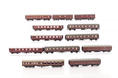 Lot 150 - Bachmann and Lima 00 Gauge unboxed LMS main line Coaches and Parcels Vans some with modification (12)