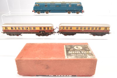 Lot 176 - Trix 00 Gauge boxed 20/58  Two-Coach Diesel Flyer and unboxed Warship Class Diesel (2)