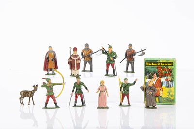Lot 304 - A set of Benbros hollow-cast lead Richard Greene’s Robin Hood and his Merry Men 1950s