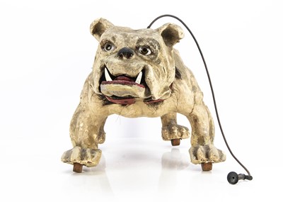 Lot 324 - A rare large Roullet & Decamps papier-mache barking Bulldog Mascot