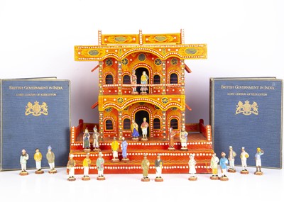 Lot 330 - An Indian brightly coloured wooden model of a building