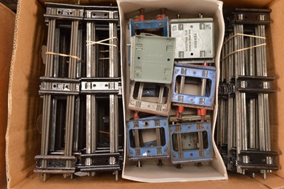 Lot 505 - Very large quantity of Hornby 0 Gauge boxed and unboxed mostly Clockwork Track Level Crossings Points Turntables Buffers and Clips (approx. 280 pieces of track)
