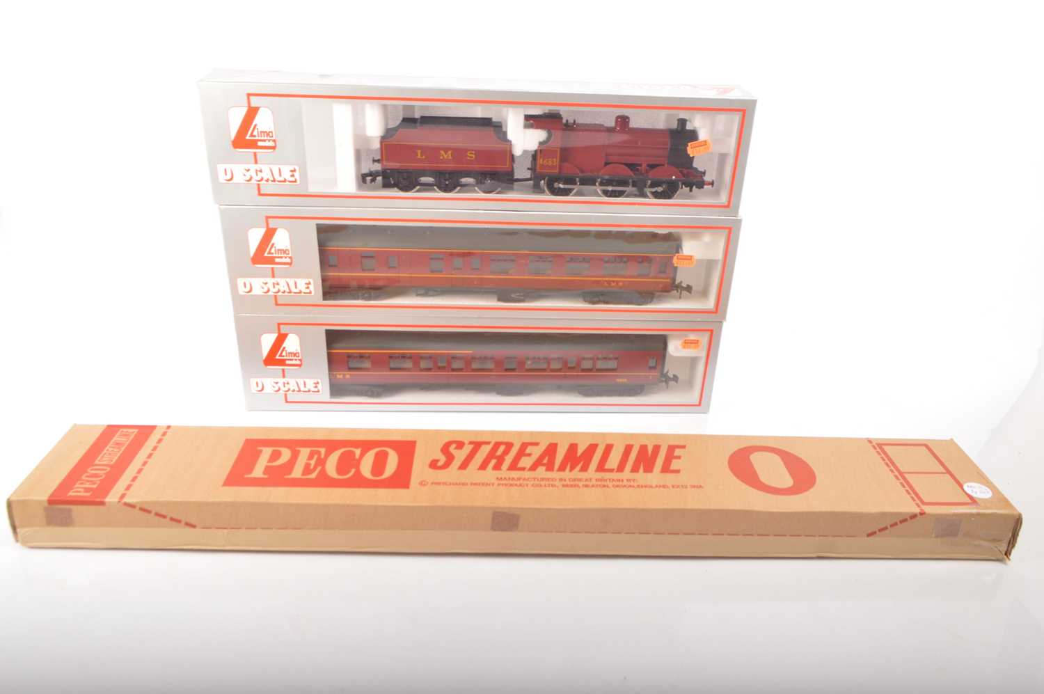 Lot 675 - Lima O gauge Locomotive and coaches with Peco track all in original boxes (4)