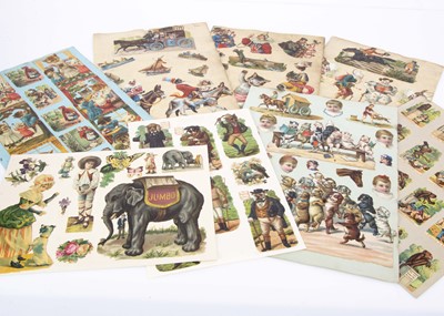 Lot 358 - Twelve pages from scrap books featuring mainly anthropomorphic animals and circus