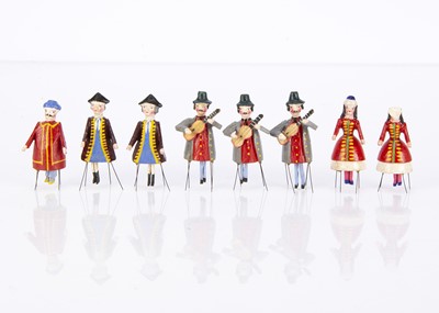 Lot 363 - Eight 19th century German dancing bristle toys